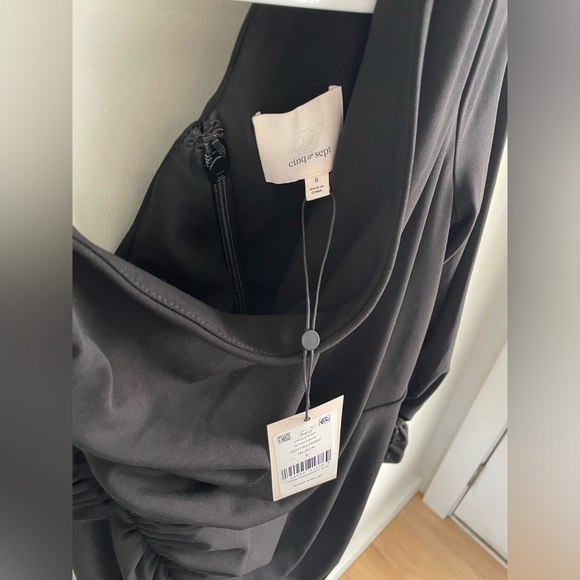 Cinq a Sept Alora Dress - One Shoulder Ruched Mini - Black - Size 8 - Picture 12 of 15